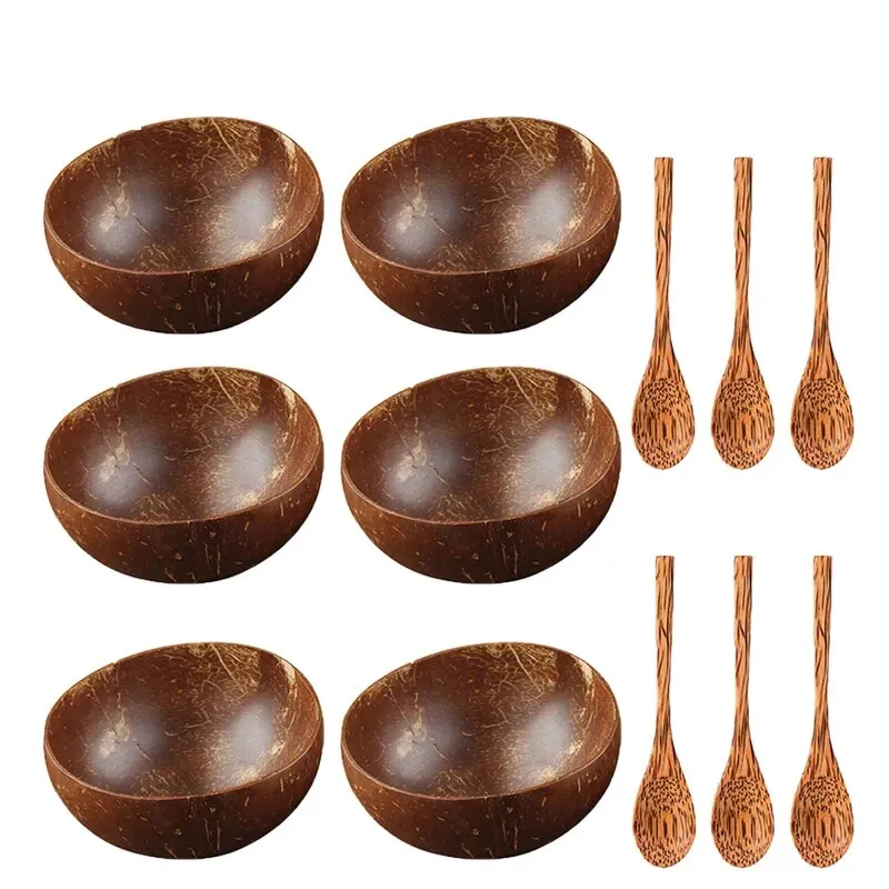 Natural Coconut Bowls Decorative Dinnerware Set for home or camping - Embrace Nature's Charm!