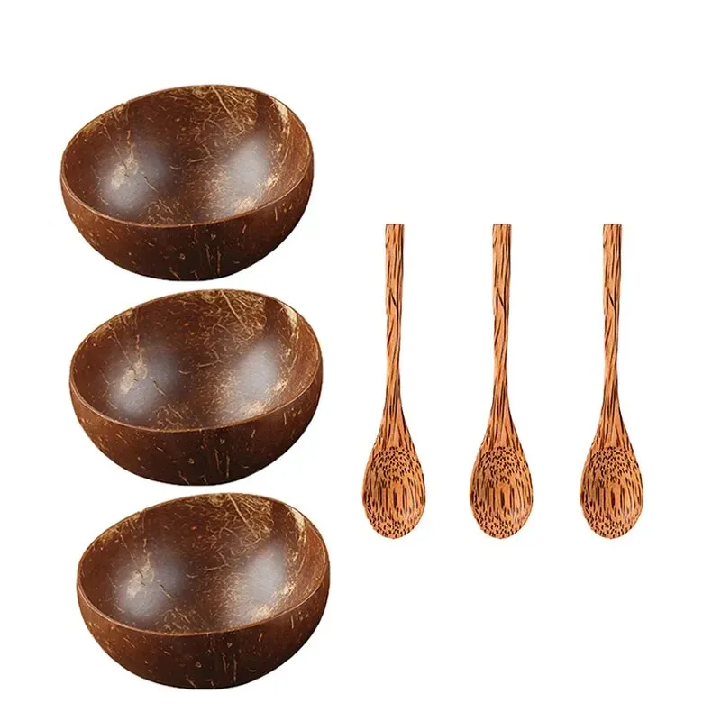 Natural Coconut Bowls Decorative Dinnerware Set for home or camping - Embrace Nature's Charm!