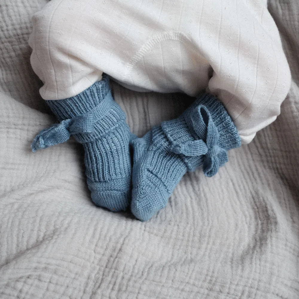 Newborn socks - 100% Organic Wool - Baby blue