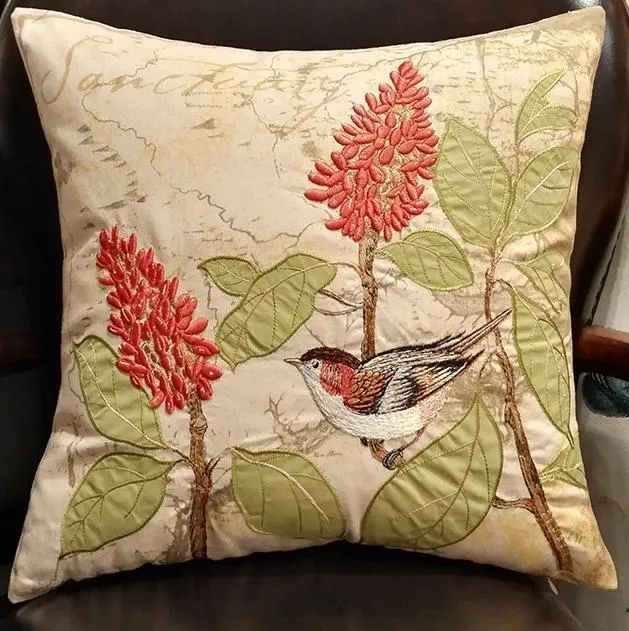 Pillows for Farmhouse, Living Room Throw Pillows, Decorative Sofa Pillows, Bird Throw Pillows, Embroidery Throw Pillows, Rustic Pillows for Couch