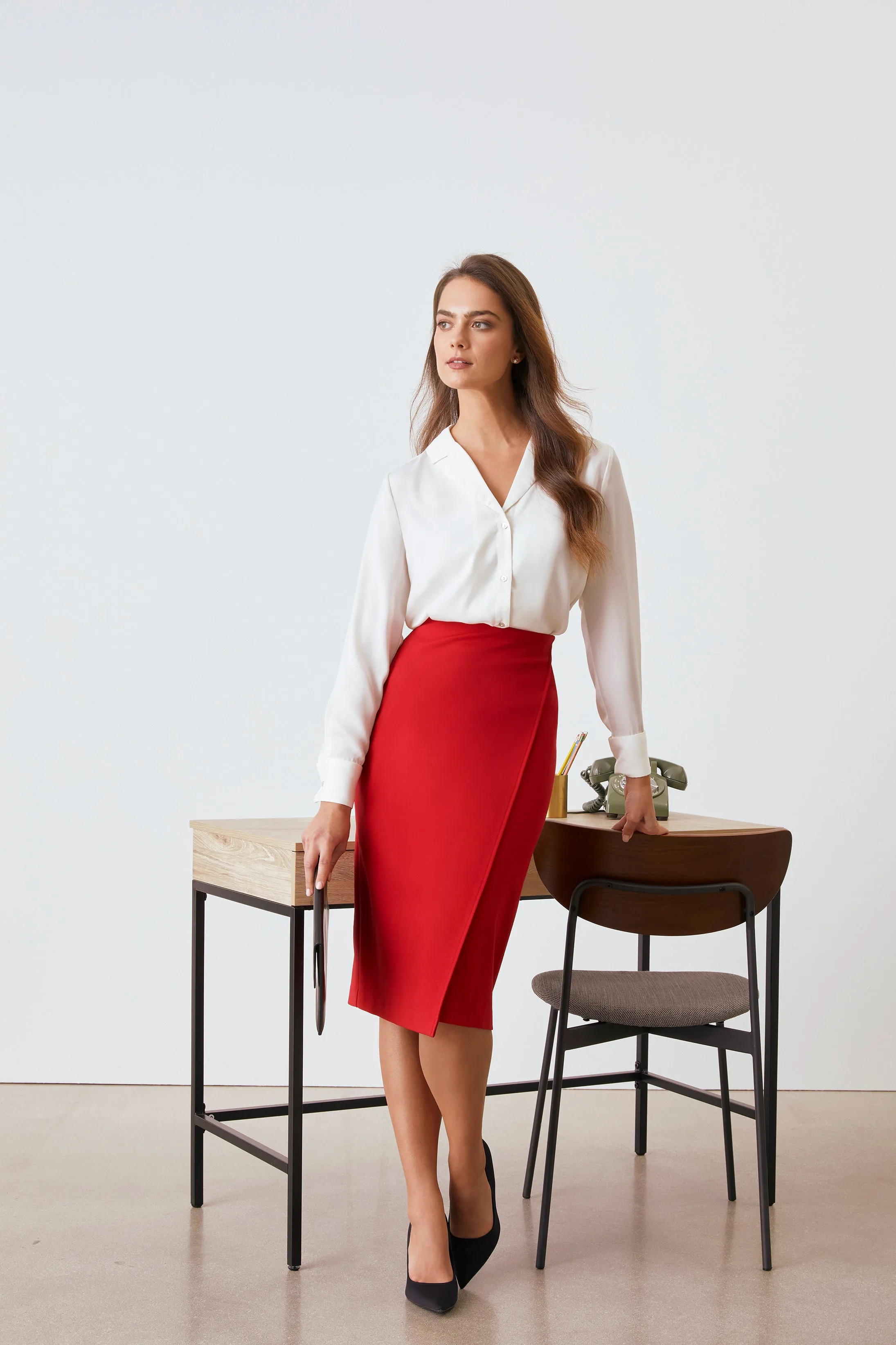 Plus Size Ponte Asymmetrical Wrap Skirt