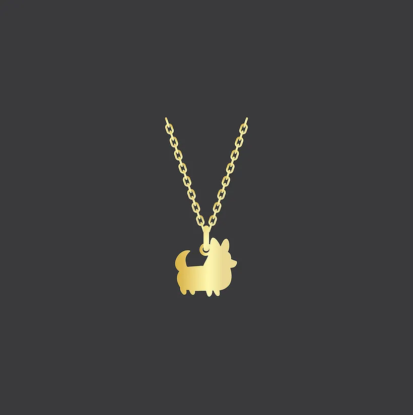 PREORDER: Corgi Things Necklace | Corgi With Tail | GoldFilled