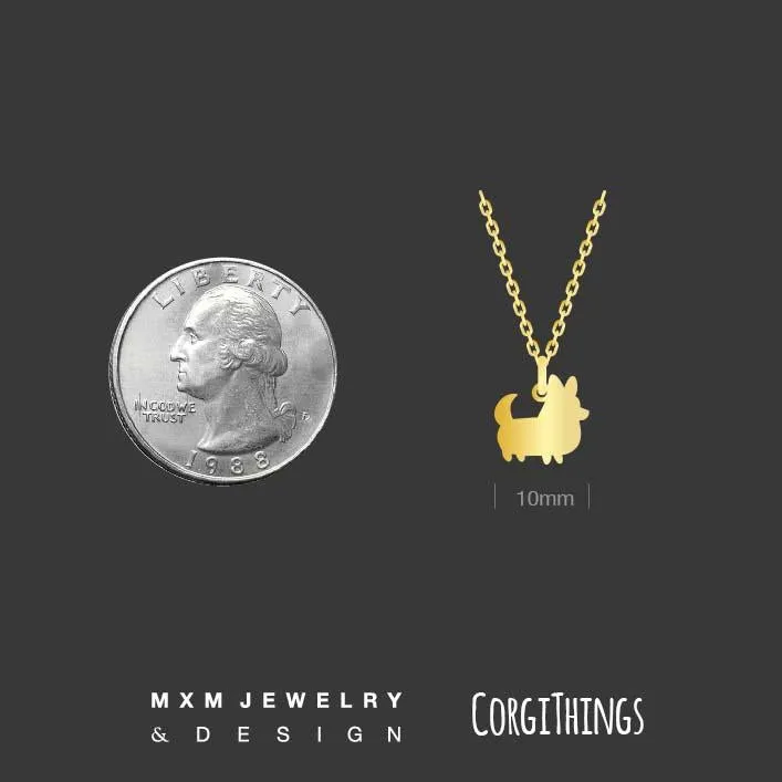 PREORDER: Corgi Things Necklace | Corgi With Tail | GoldFilled