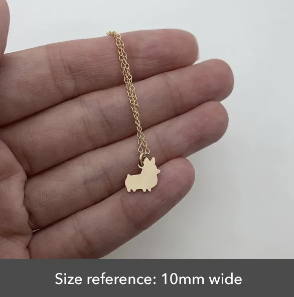 PREORDER: Corgi Things Necklace | Corgi With Tail | Rose GoldFilled