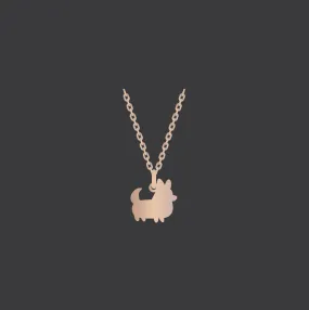 PREORDER: Corgi Things Necklace | Corgi With Tail | Rose GoldFilled