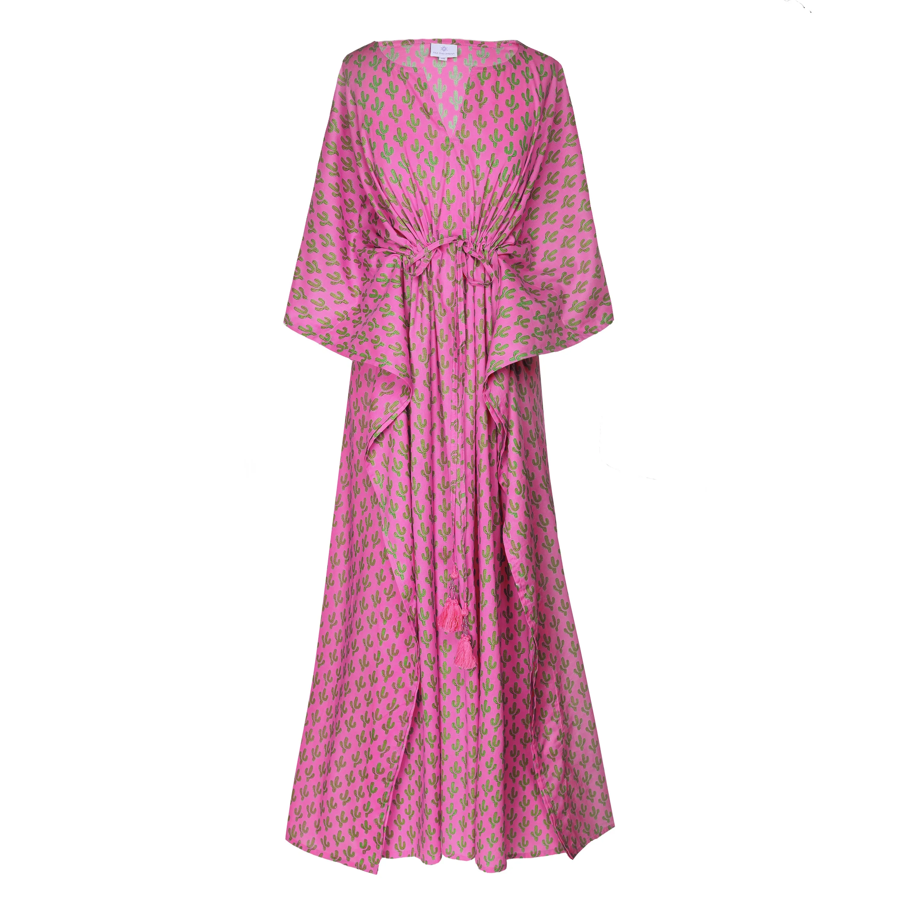 Prickly Pax Pink Cactus Maxi Kaftan