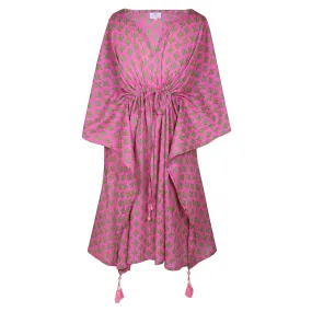 Prickly Pax Pink Cactus Midi Kaftan Dress