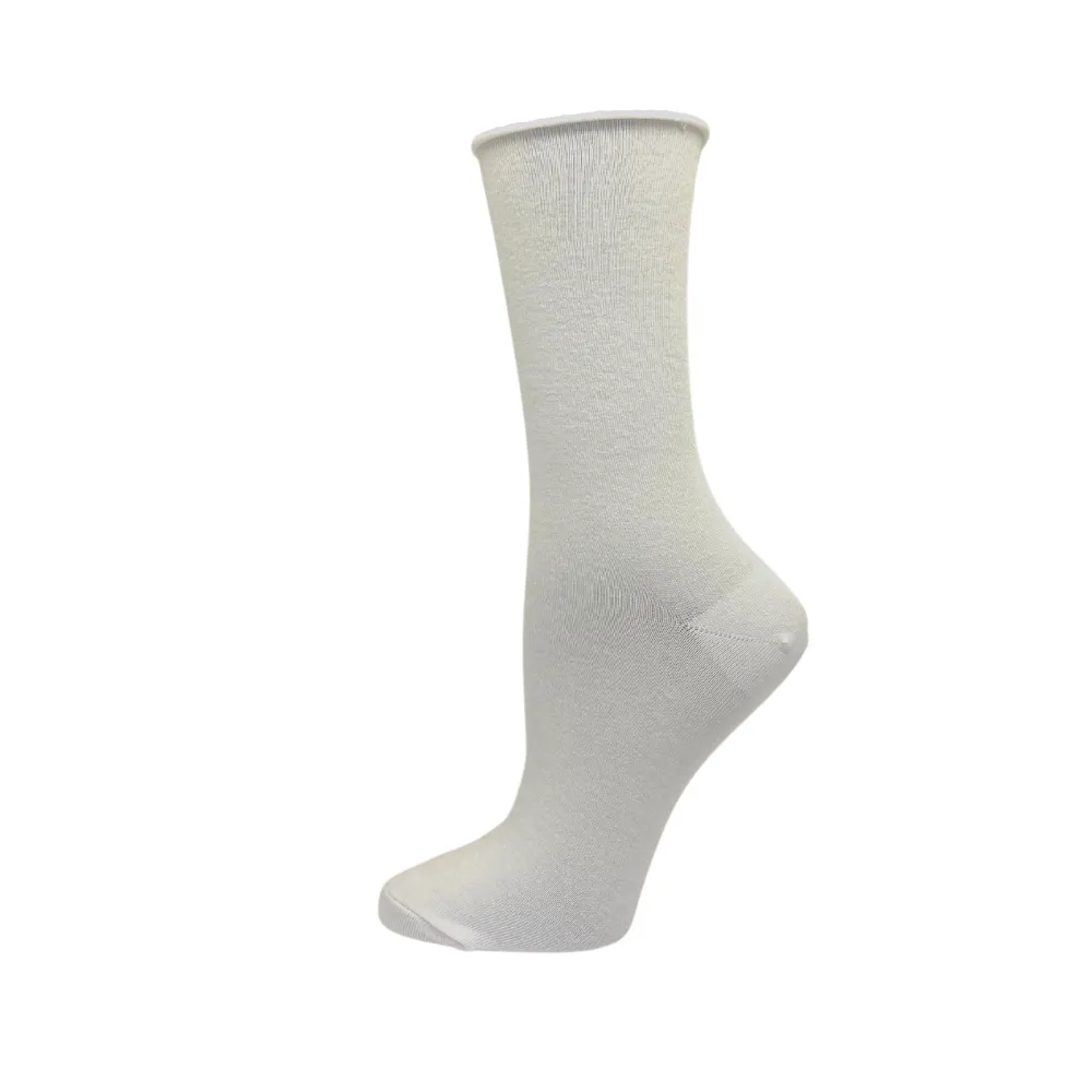 "Plain Roll Cuff" Bamboo Socks by Point Zero-Medium