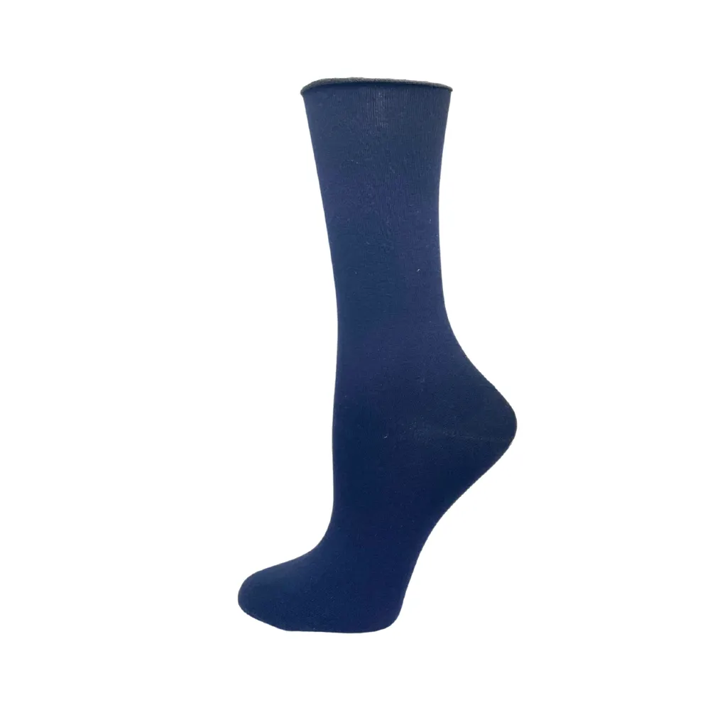 "Plain Roll Cuff" Bamboo Socks by Point Zero-Medium