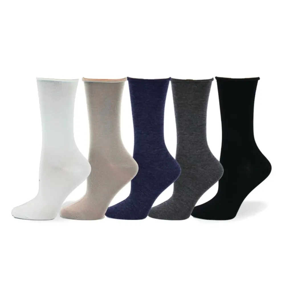 "Plain Roll Cuff" Bamboo Socks by Point Zero-Medium