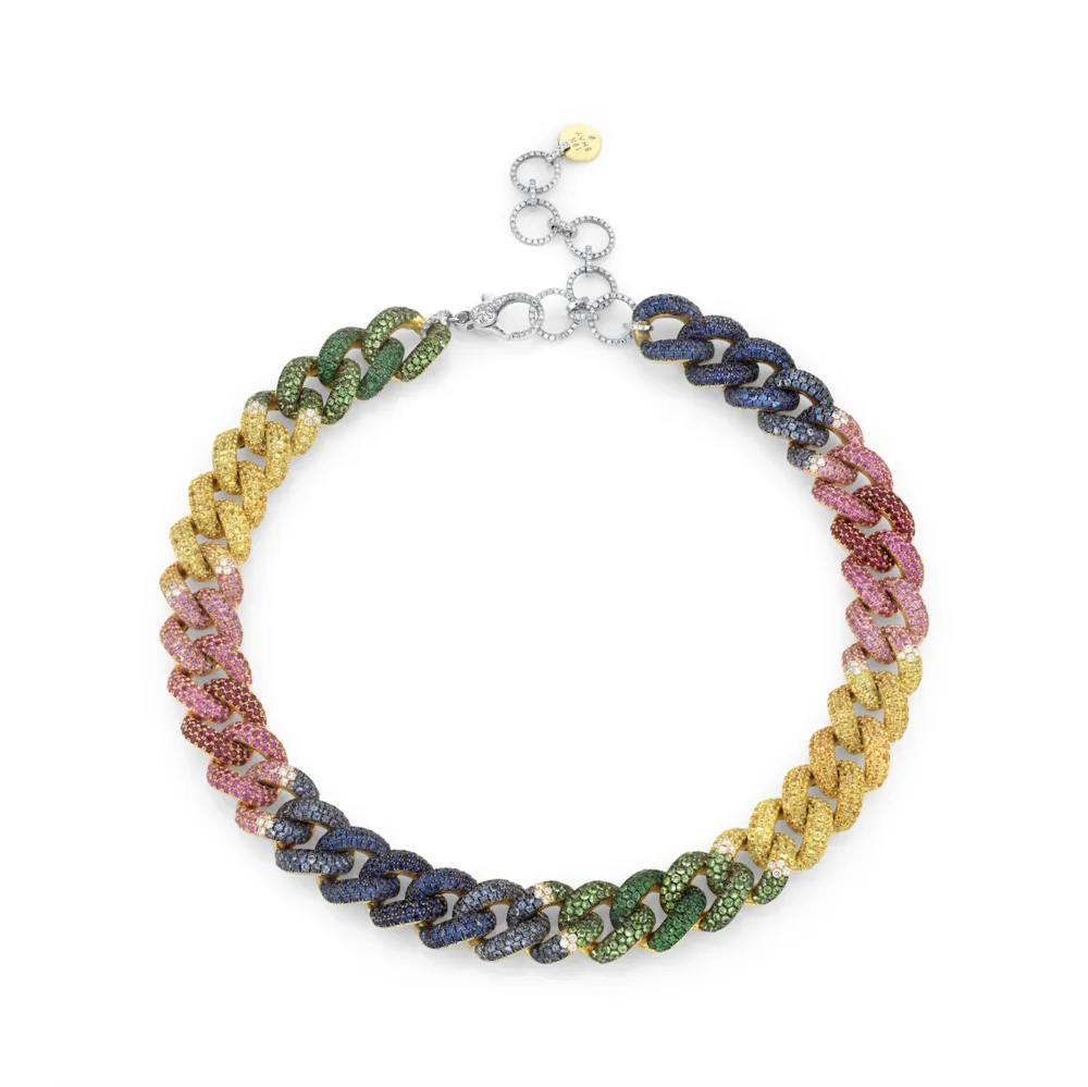 RAINBOW PAVE JUMBO LINK NECKLACE