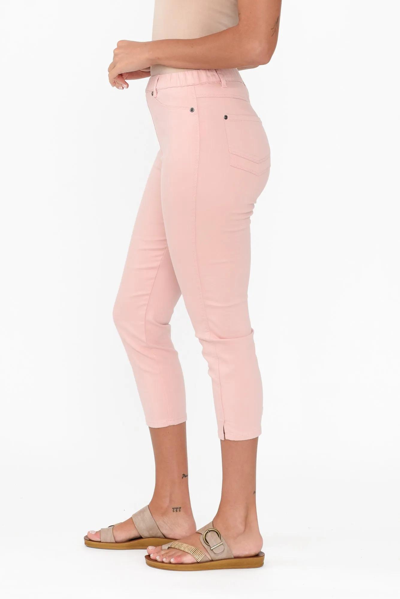 Reed Pink Stretch Cotton Capri Pants