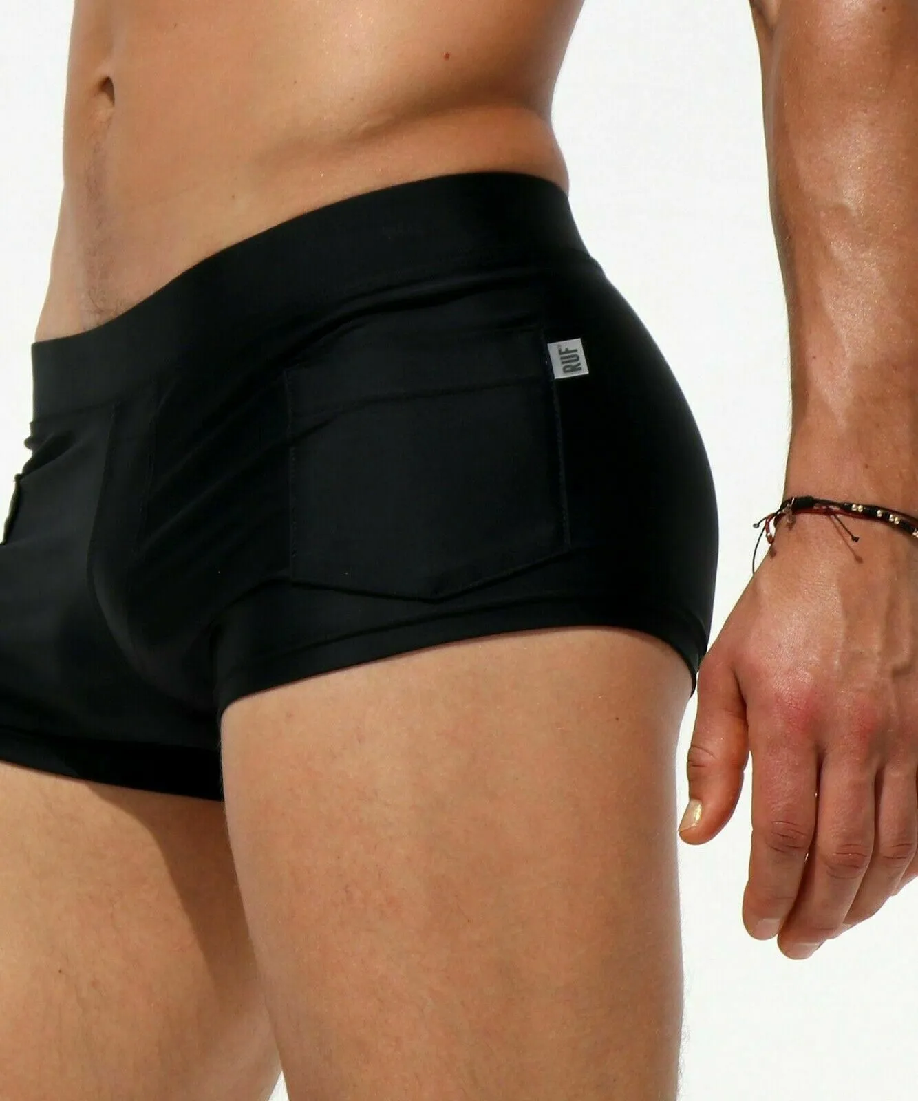 RUFSKIN Swim Trunk ZECA Stretchy Swimwear Nylon Faux Fly Black 38