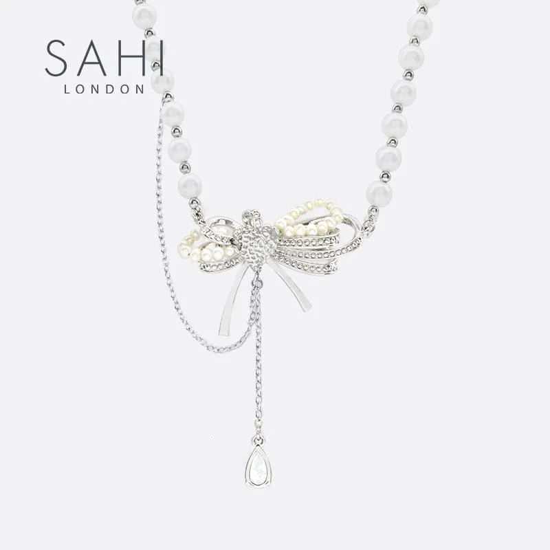 Sahi Love Heart Enamel Pearl Charm Necklace