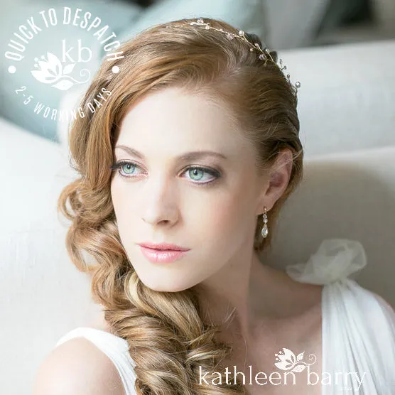 Samantha Crystal Bridal Hair Vine - SILVER, ROSE GOLD OR GOLD (3 PEARL COLORS AVAILABLE)