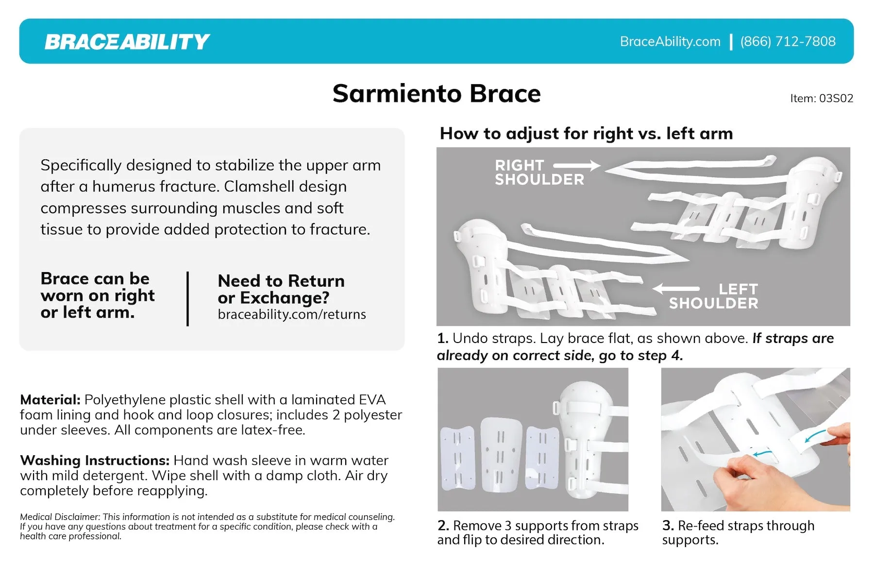 Sarmiento Brace | Humeral Fracture Splint and Upper Arm Support for Broken Humerus