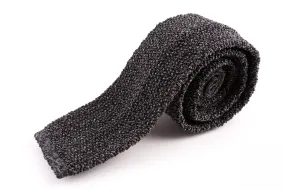 Silver Gray Mottled Silk Knit Tie