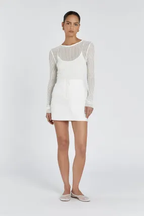 SLOAN WHITE LINEN BLEND MINI SKIRT