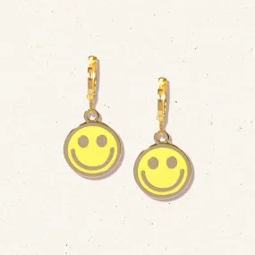 Smiley face huggie hoop earrings