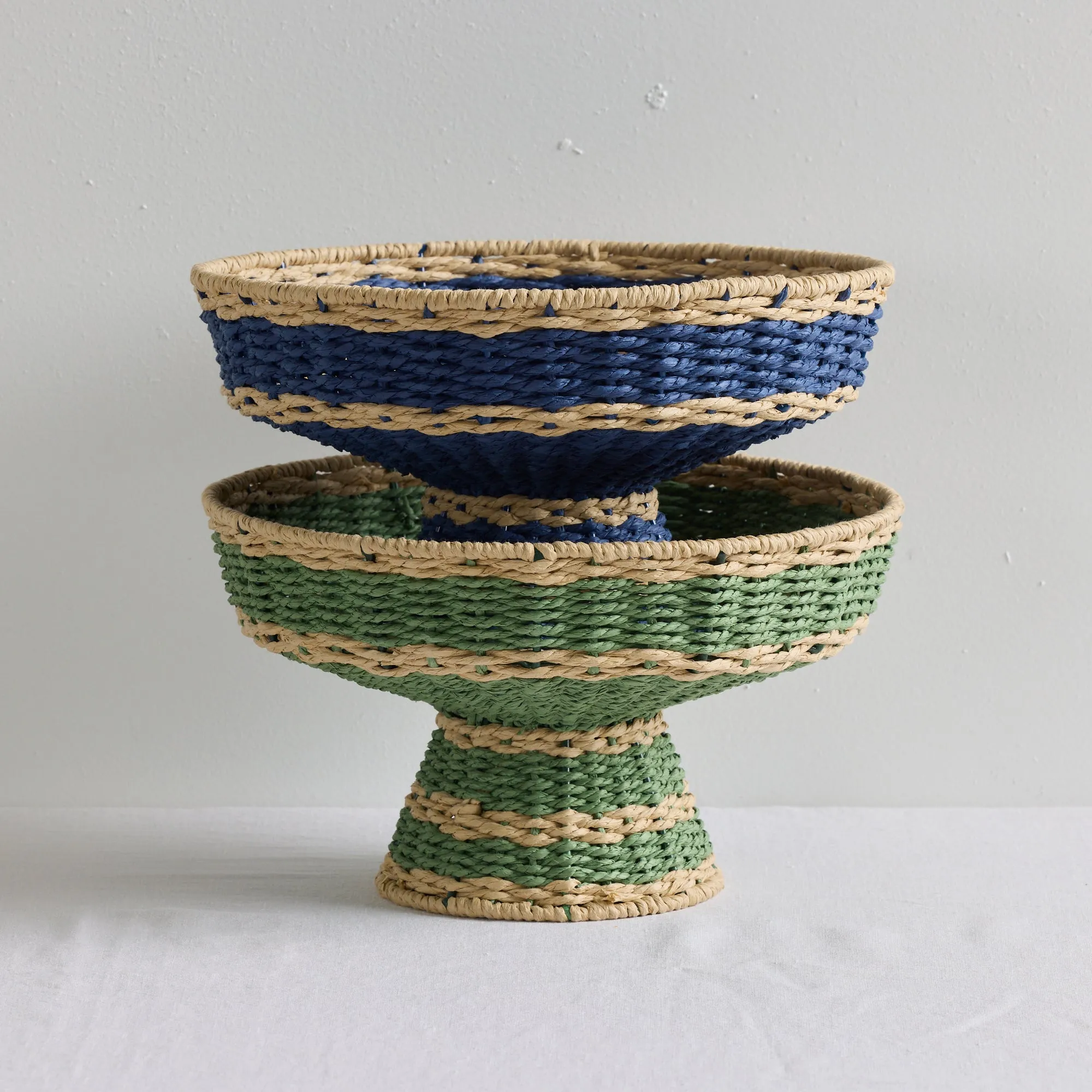 Stripey Fruit Basket - Green/Natural