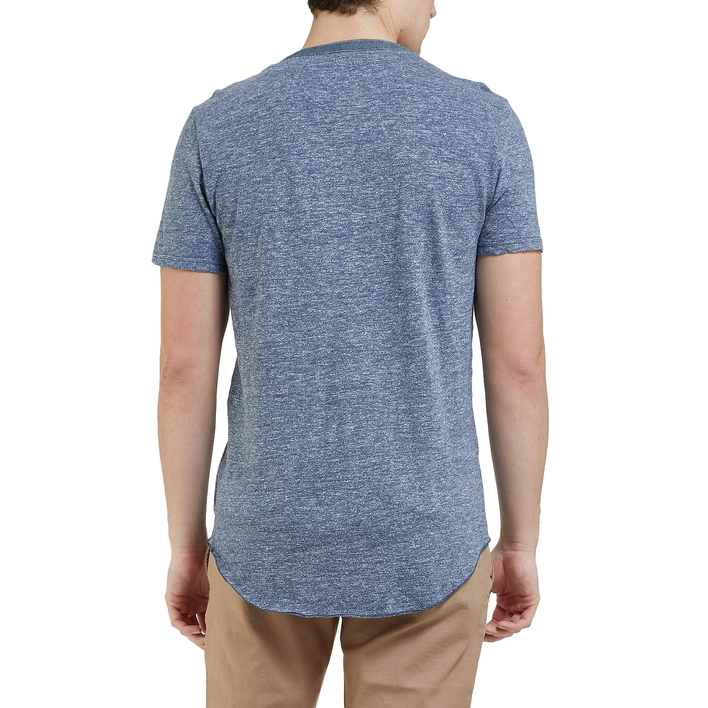 Todd Slub Henley Short Sleeve - Blue Heather (Final Sale)