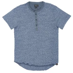 Todd Slub Henley Short Sleeve - Blue Heather (Final Sale)