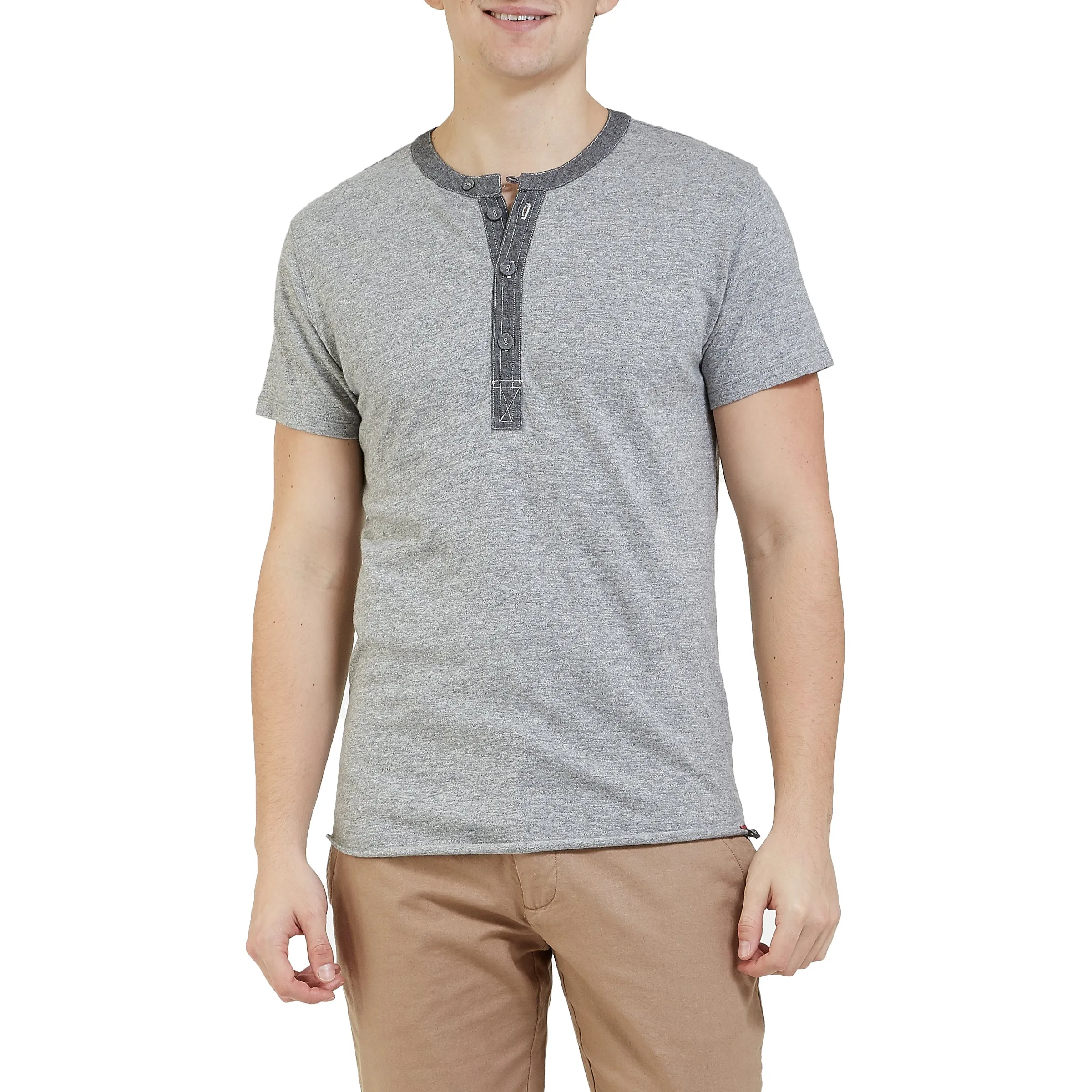 Todd Slub Henley Short Sleeve - Gray Heather (Final Sale)