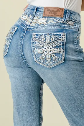 WB-17 STRAIGHT EMBROIDERED STRETCHY WOMEN'S BLING JEANS - WESTFIELD EAGLE