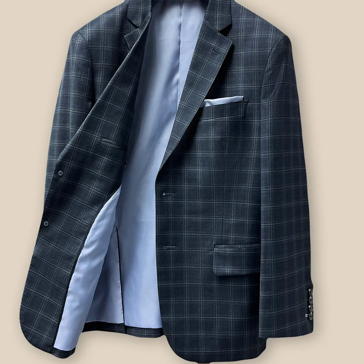 Westwood Hart Grey Plaid Windowpane Suit