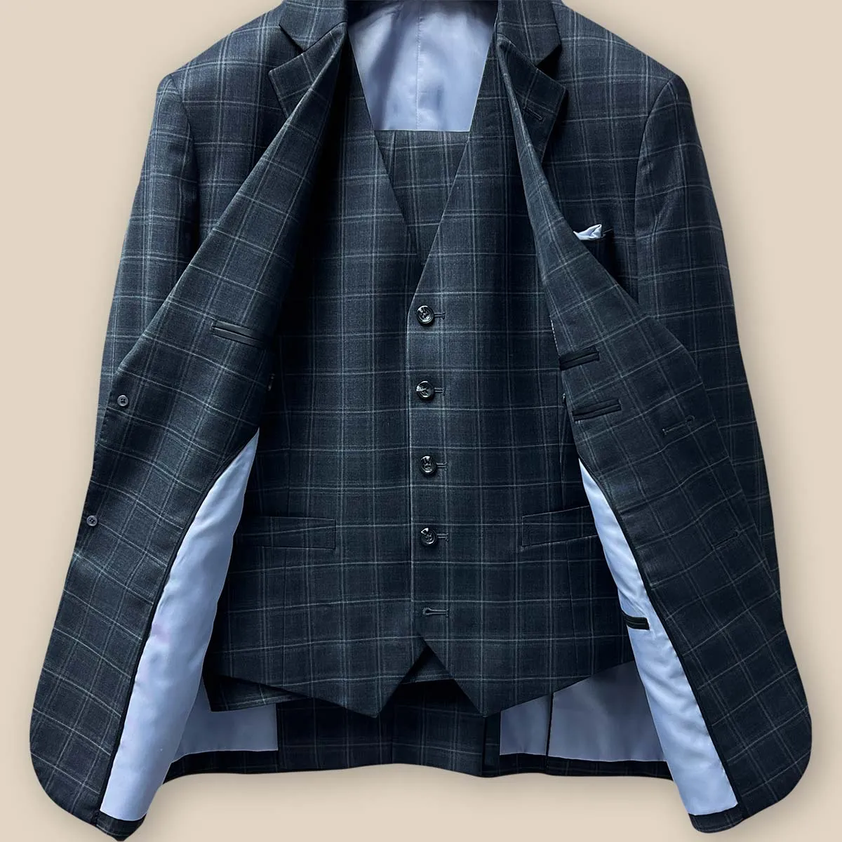 Westwood Hart Grey Plaid Windowpane Suit