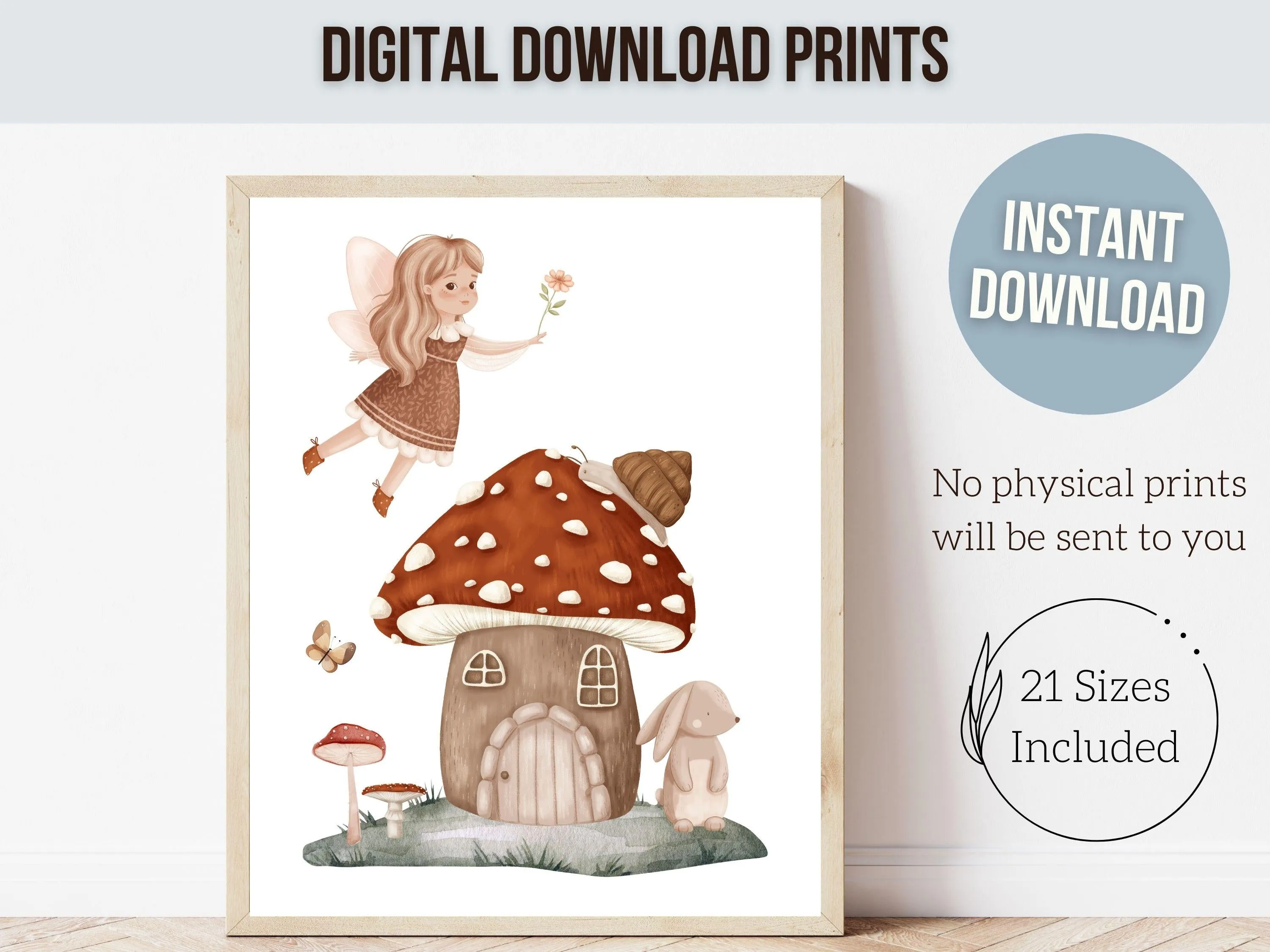 Wildflower Fairy Mushroom Nursery Prints - 001