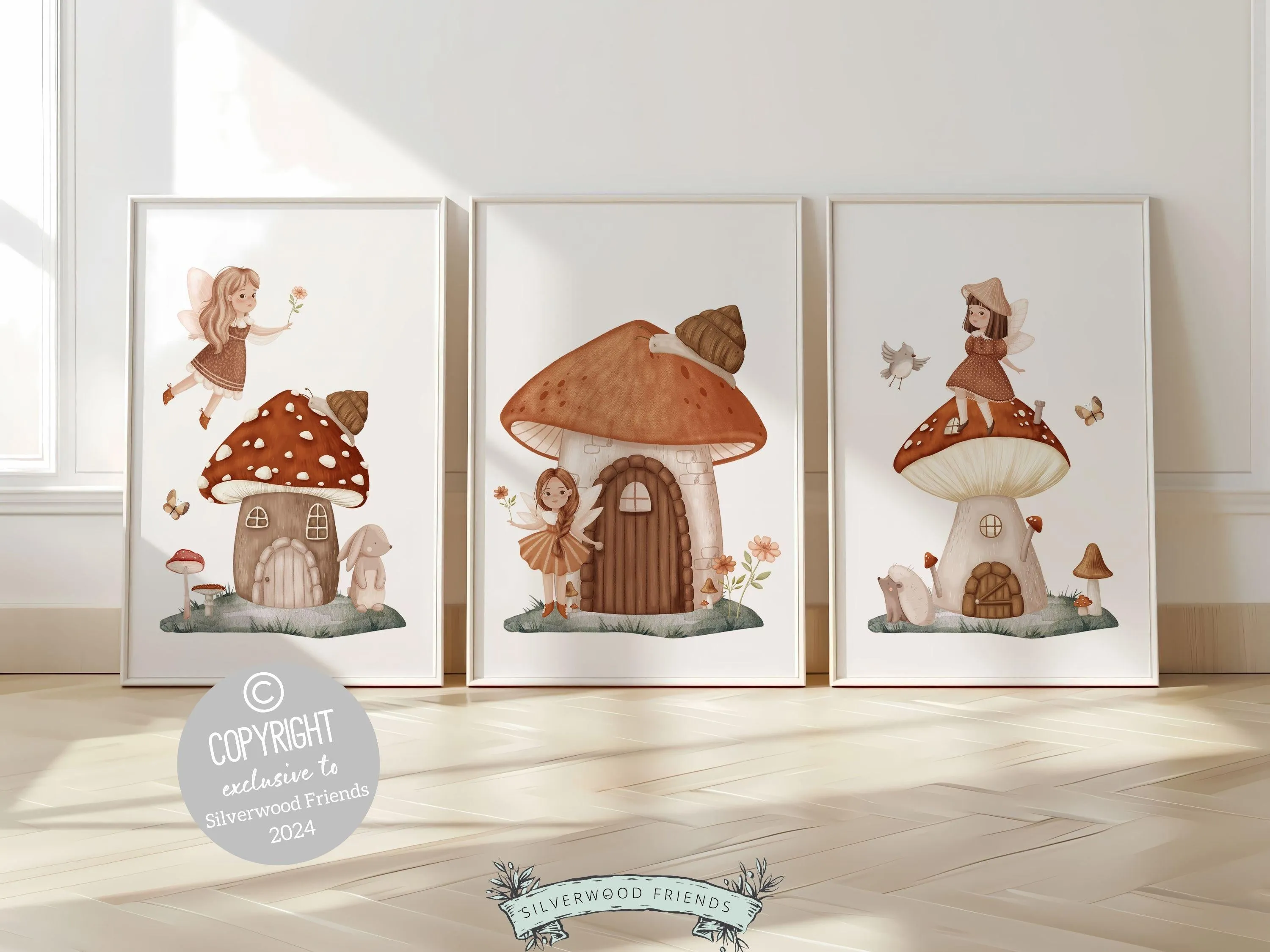 Wildflower Fairy Mushroom Nursery Prints - 001