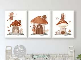 Wildflower Fairy Mushroom Nursery Prints - 001