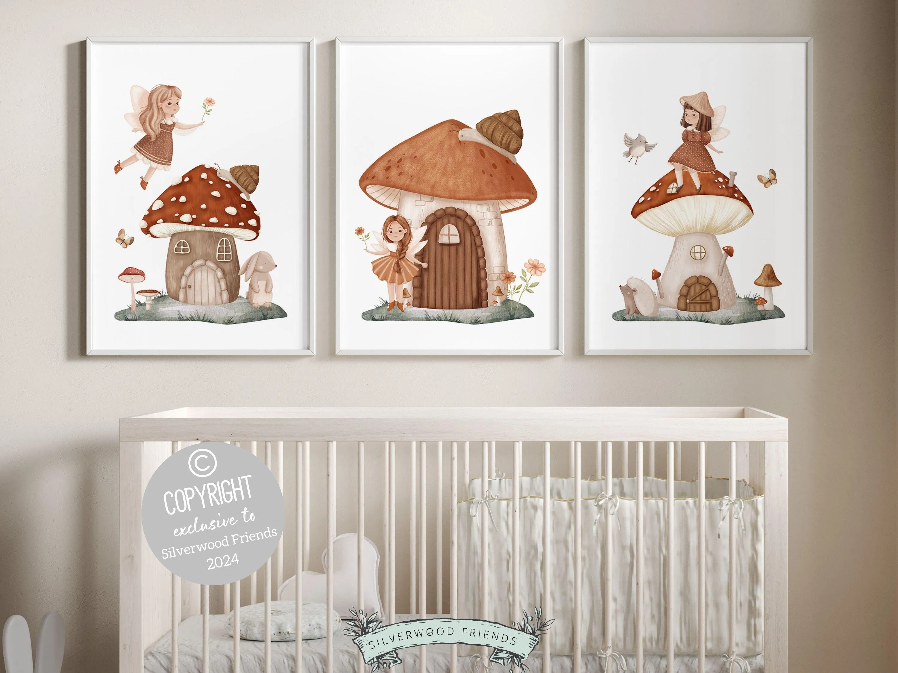 Wildflower Fairy Mushroom Nursery Prints - 001