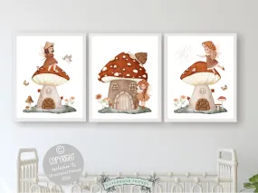 Wildflower Fairy Mushroom Nursery Prints - 002