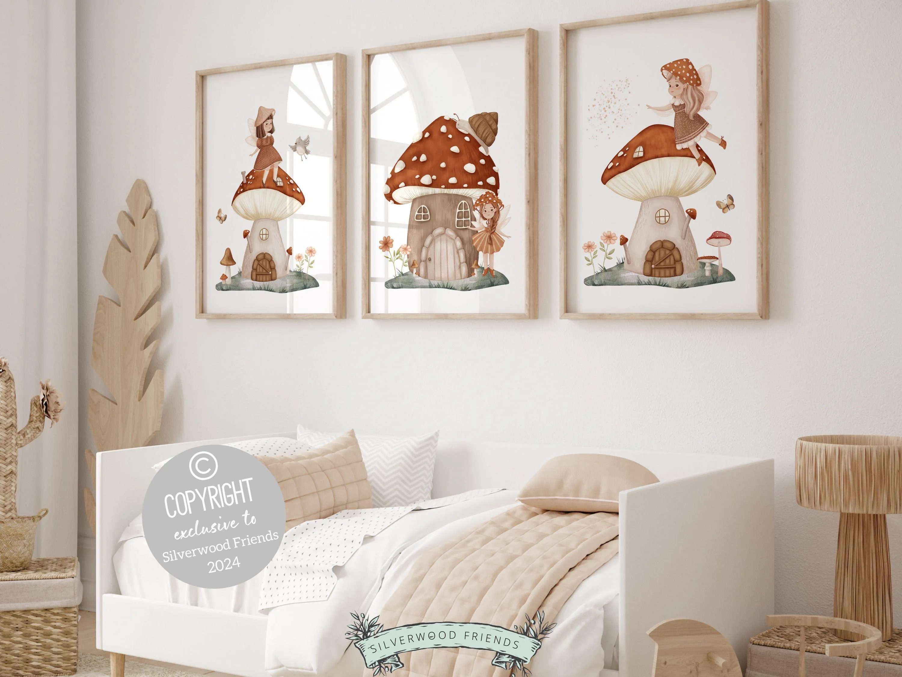 Wildflower Fairy Mushroom Nursery Prints - 002