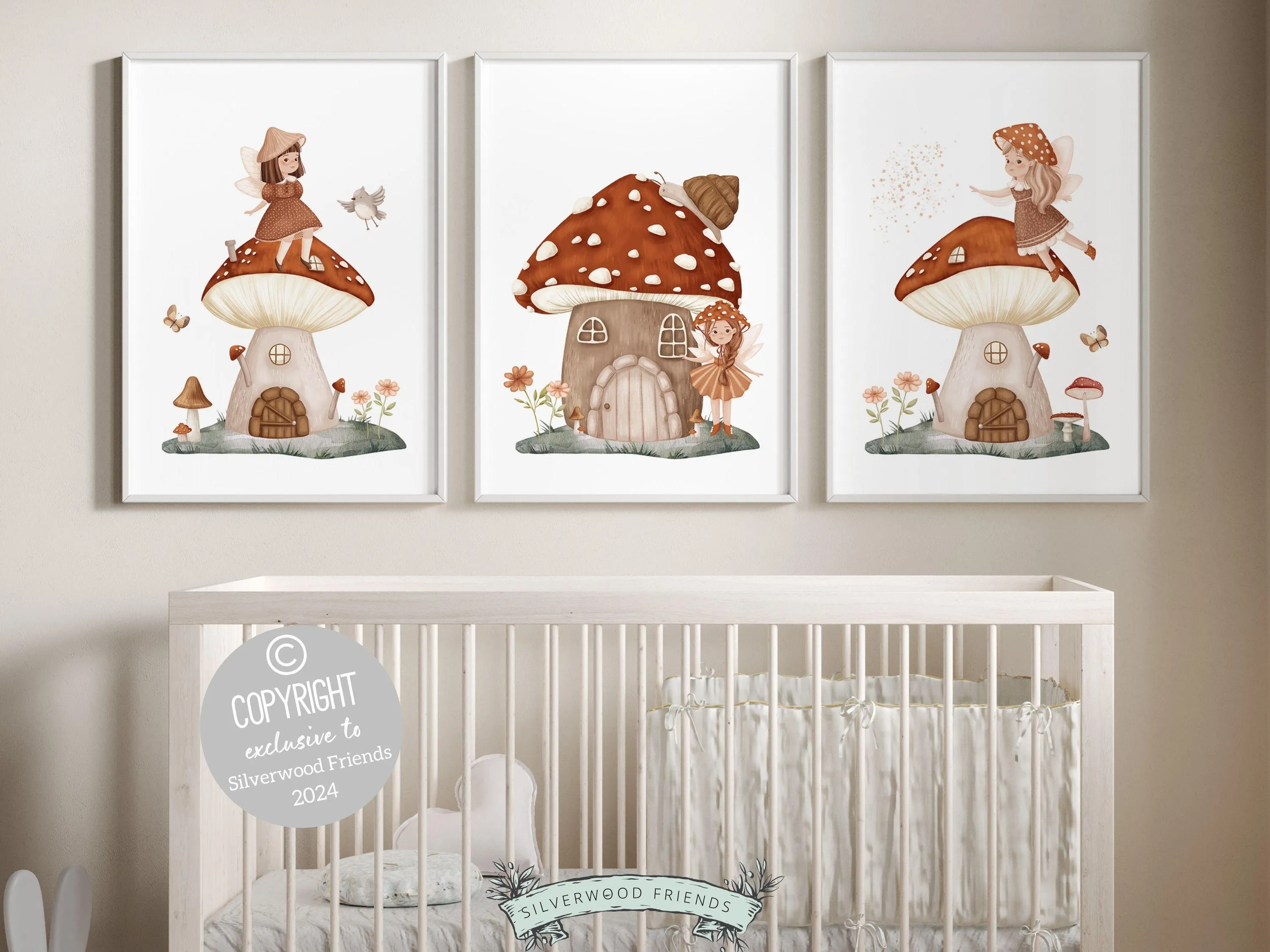 Wildflower Fairy Mushroom Nursery Prints - 002