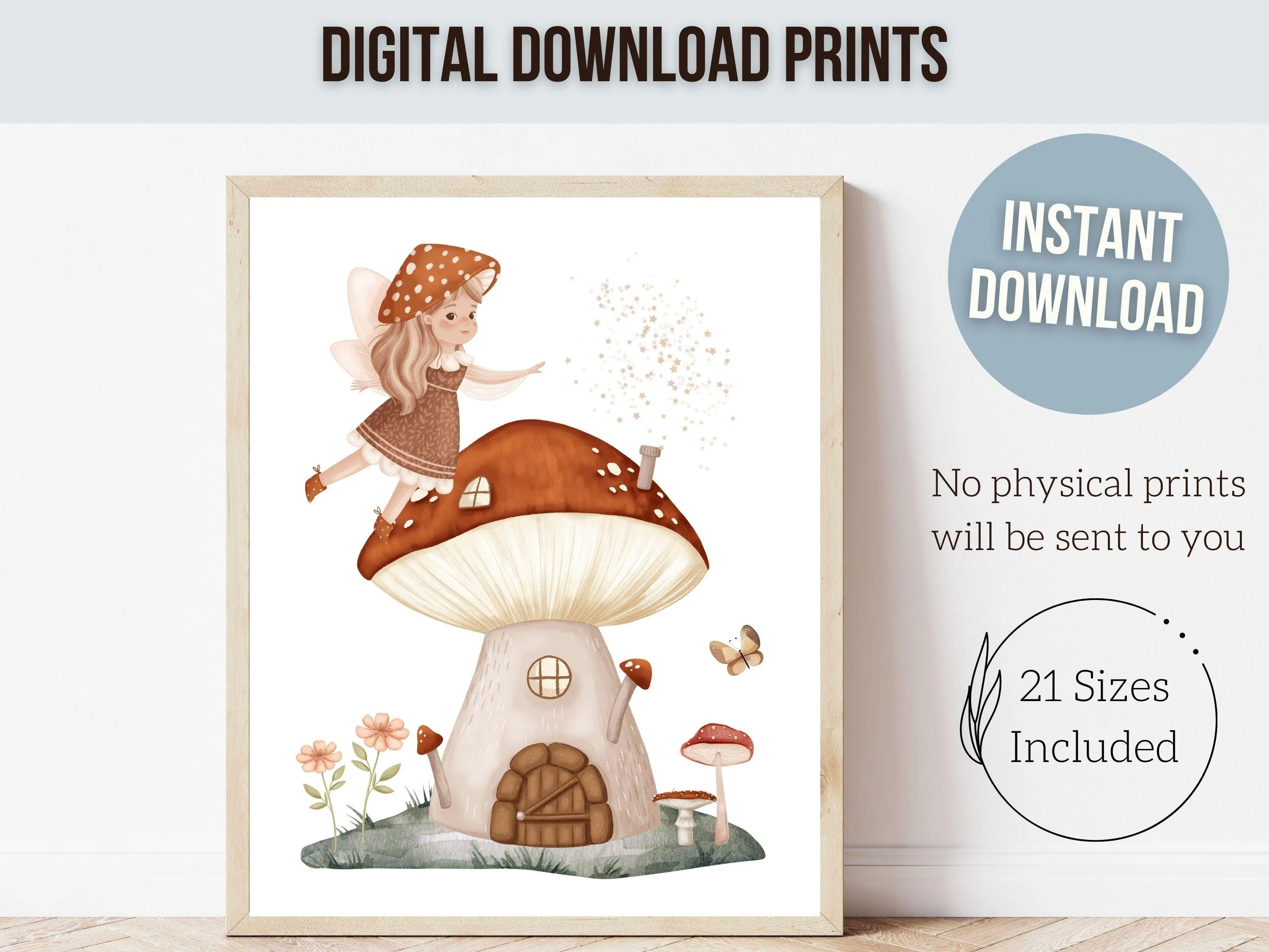 Wildflower Fairy Mushroom Nursery Prints - Set of 6 - 001