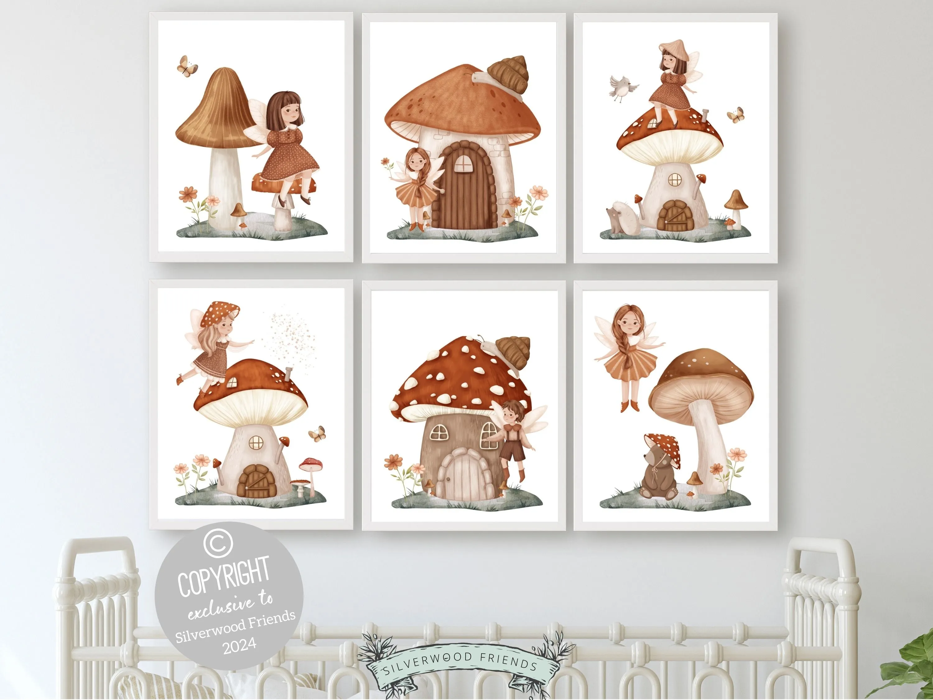 Wildflower Fairy Mushroom Nursery Prints - Set of 6 - 001