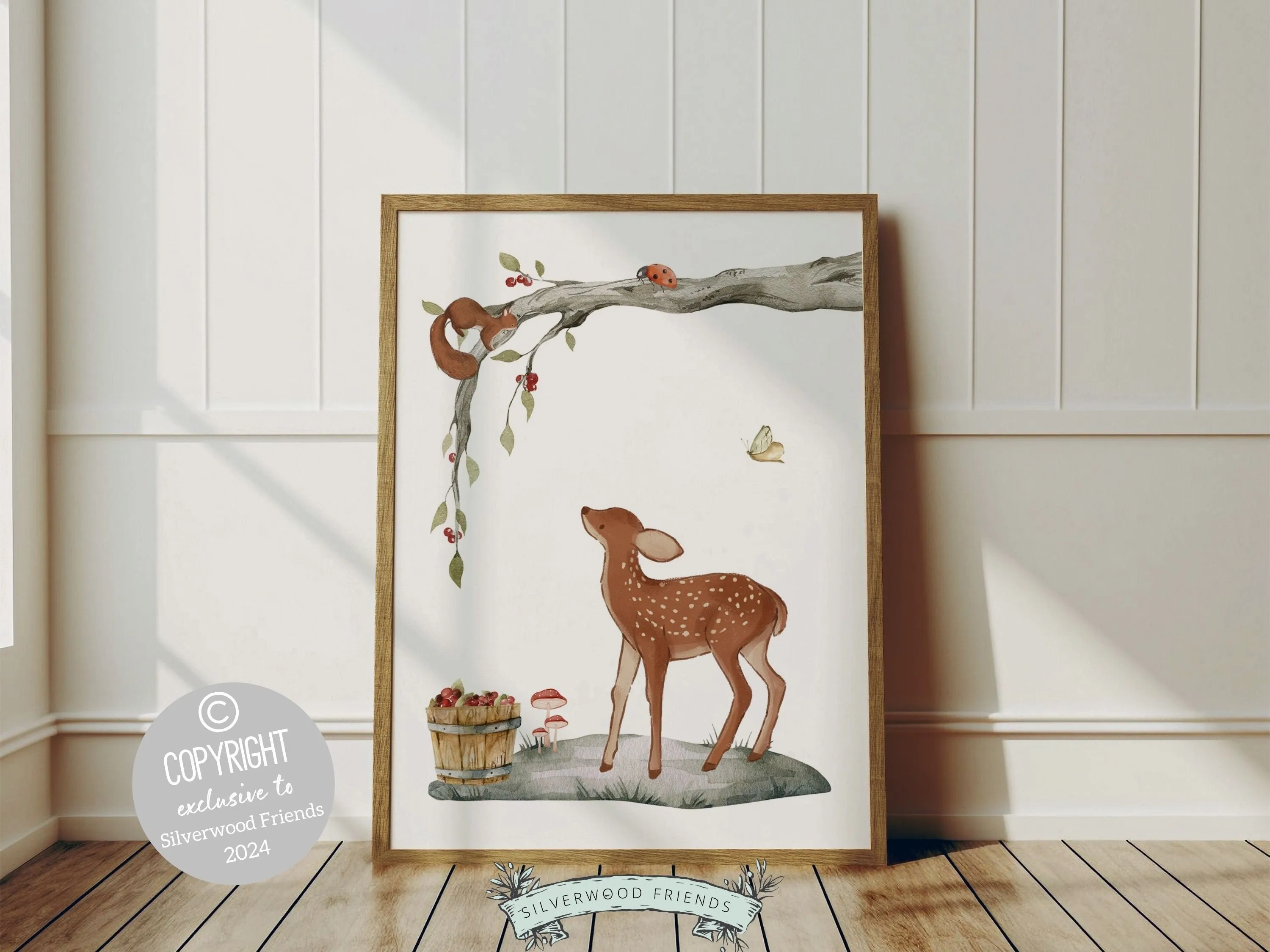 Woodland Animal Mushroom Nursery Prints