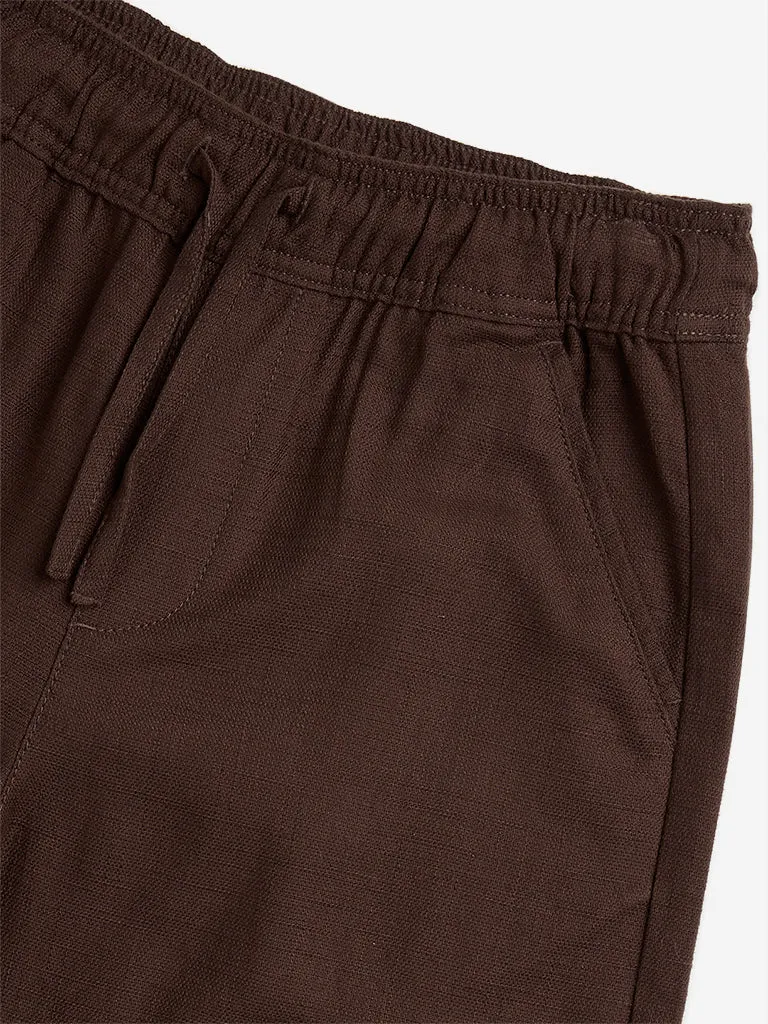 Y&F Kids Brown Solid High-Rise Cotton Pants