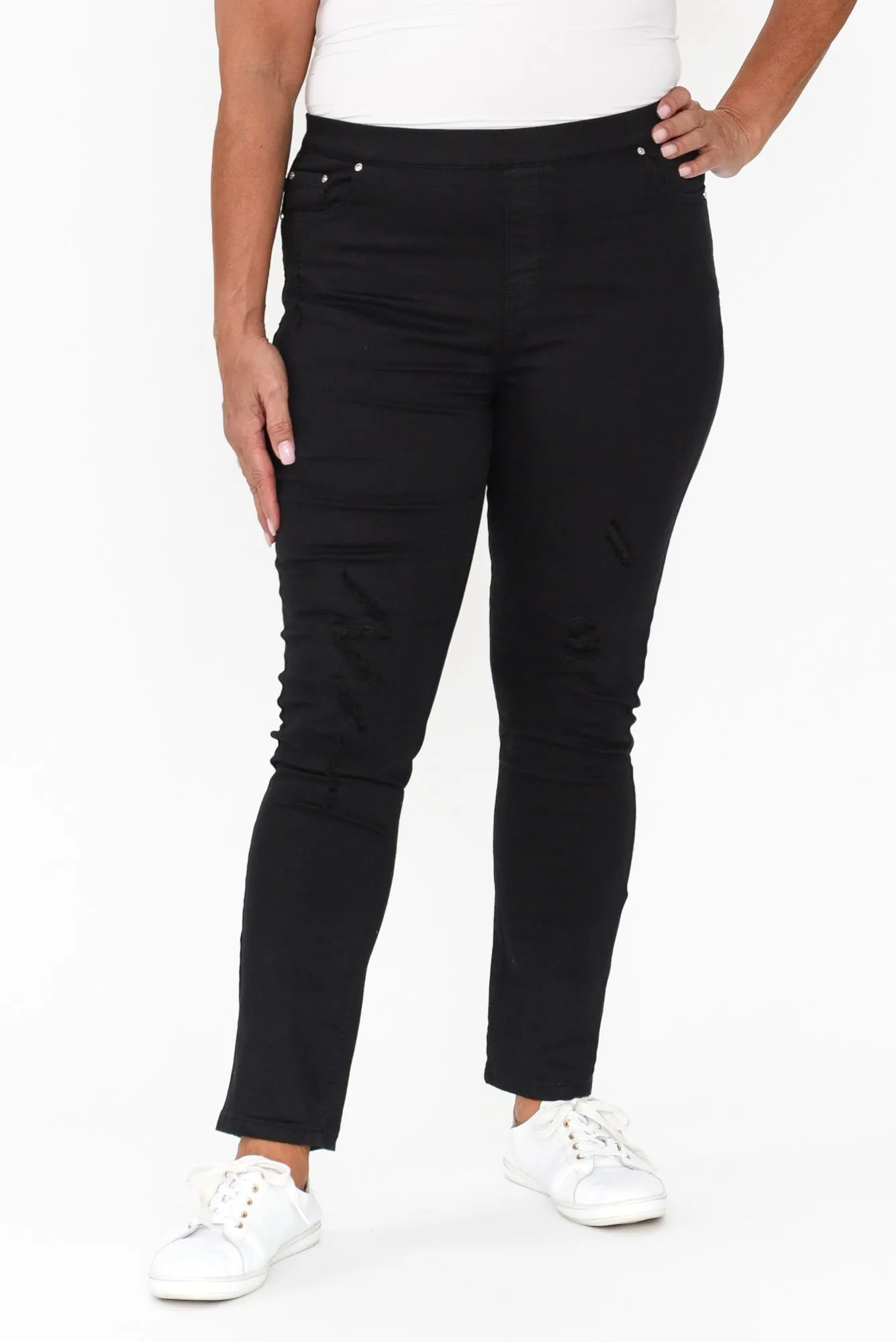 Zadie Distressed Black Stretch Jeans