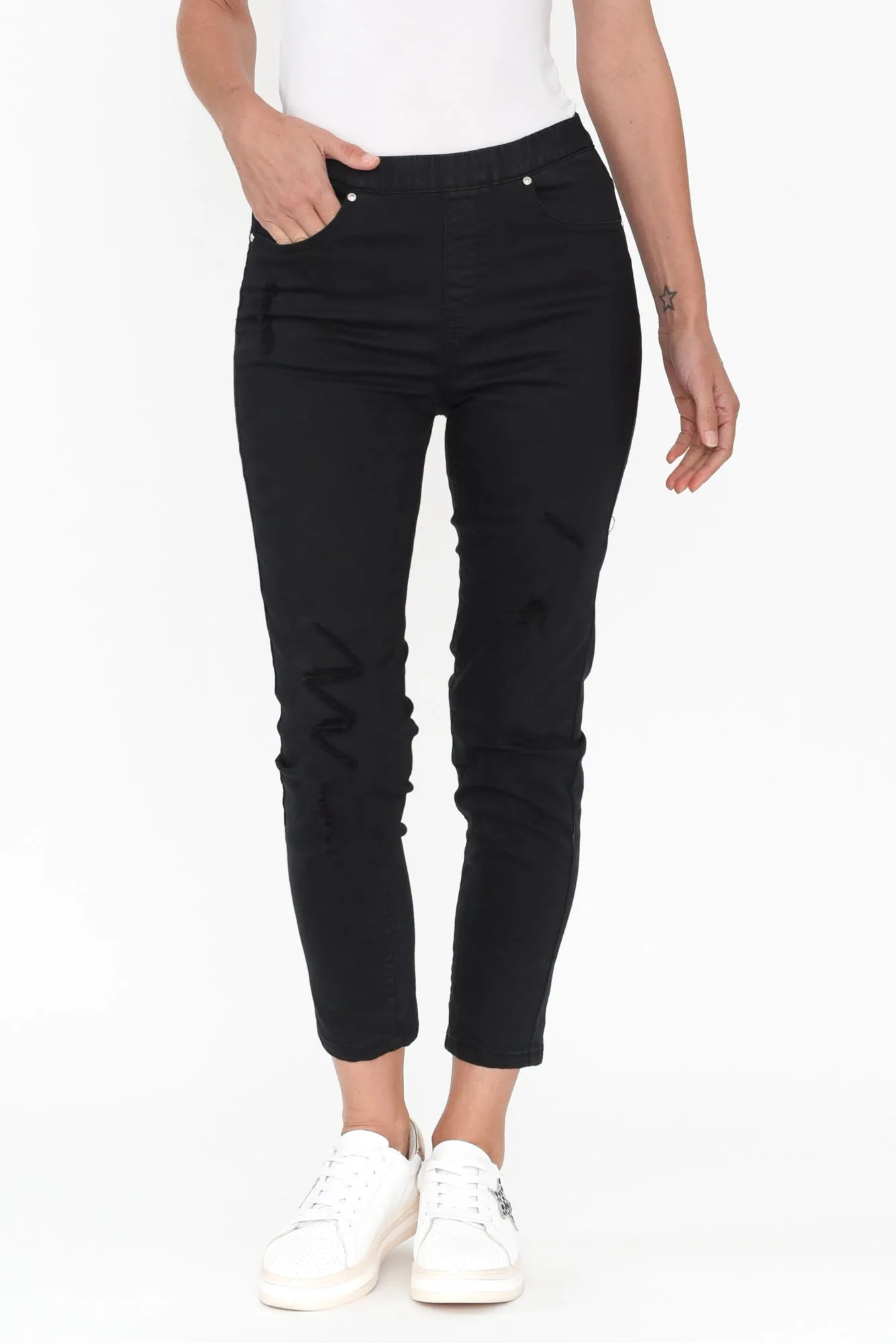 Zadie Distressed Black Stretch Jeans