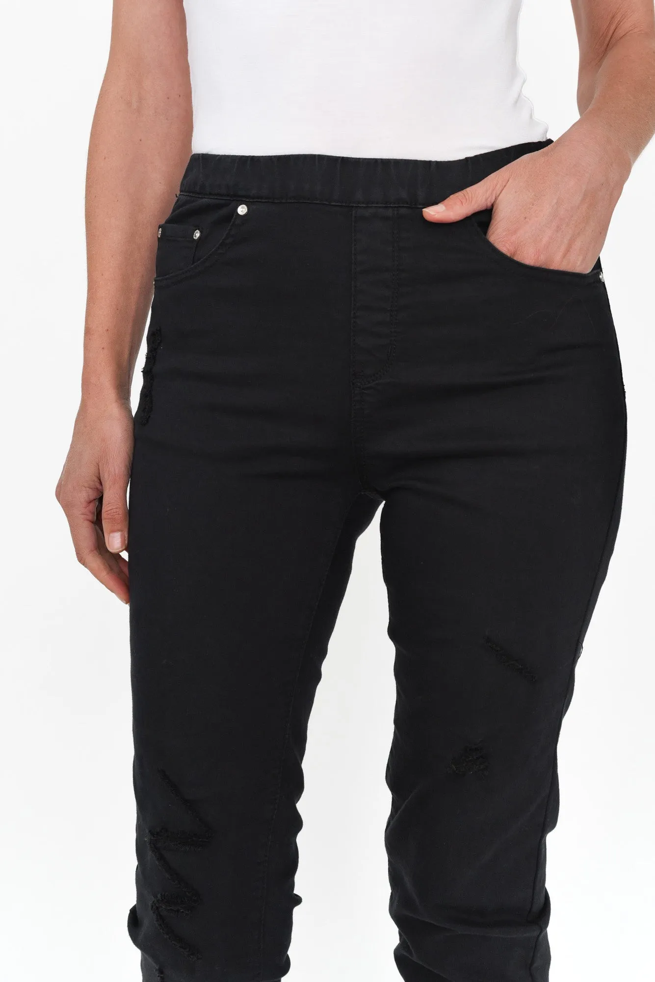 Zadie Distressed Black Stretch Jeans