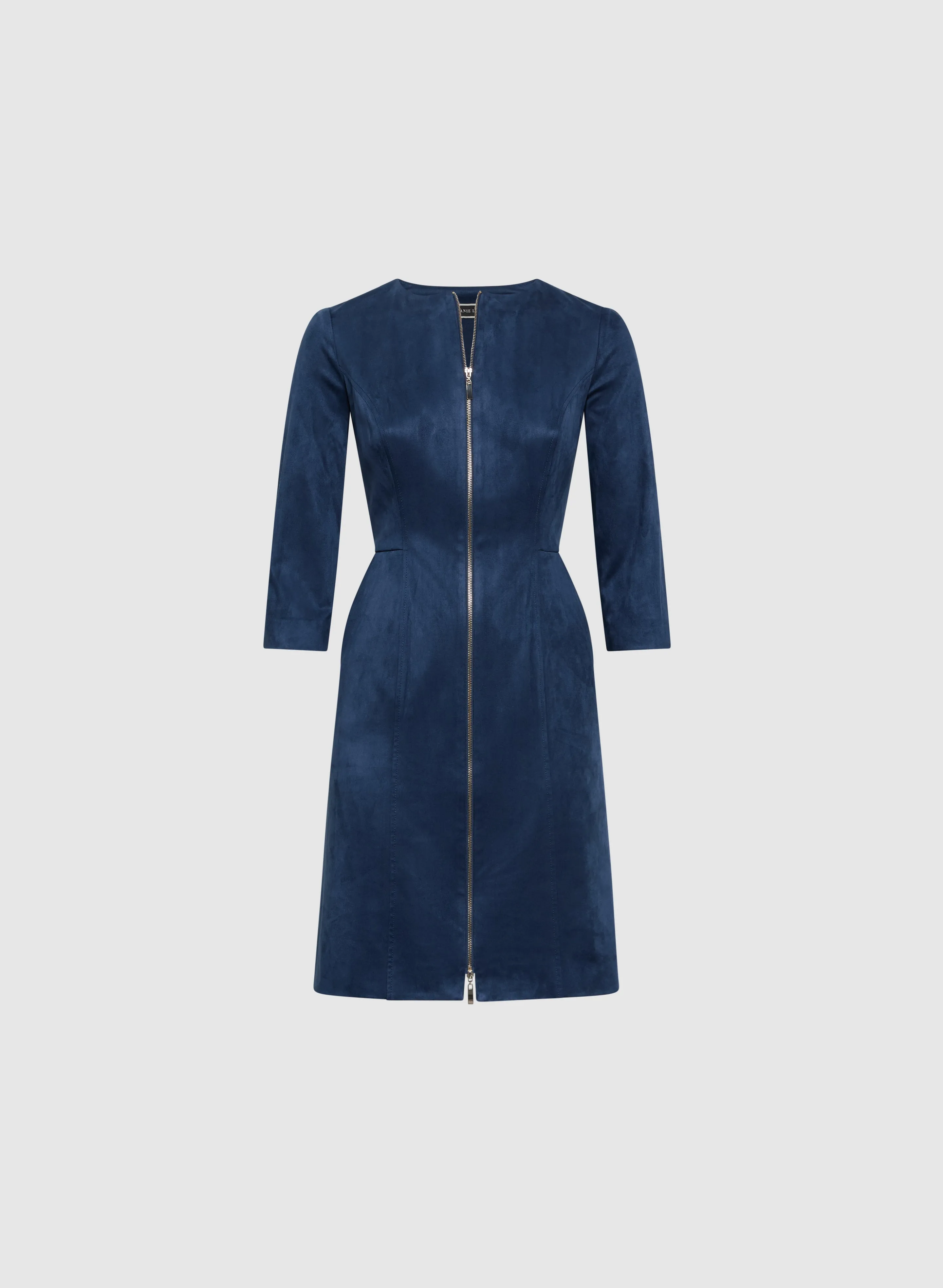 Zip-Front Faux Suede Dress